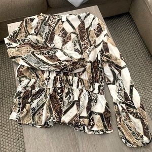 Snake Print Sheer Blouse with Cinched Waste